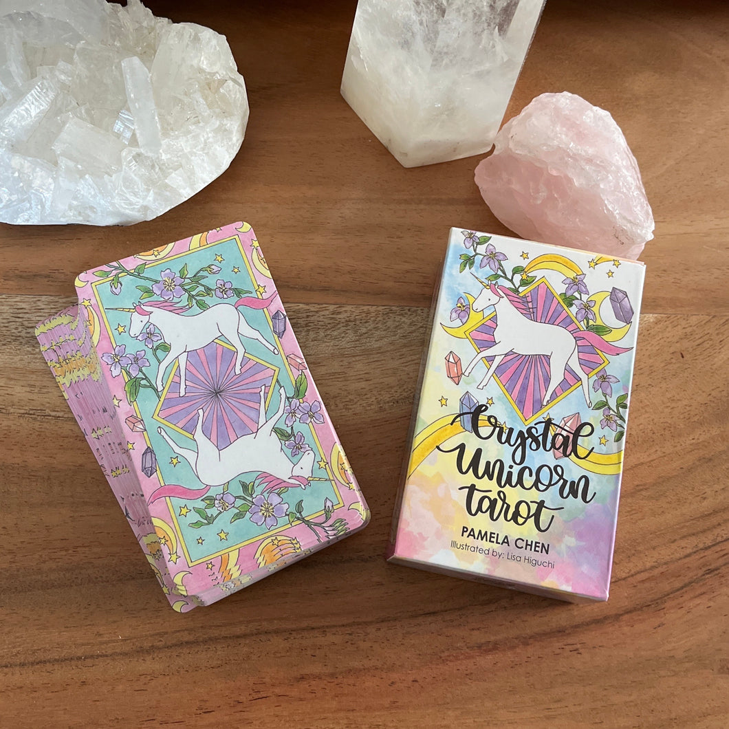 Crystal Unicorn Tarot Deck - Pocket Sized Deck, Divination Cards, Tarot Cards, Cute Unicorn Cards, Small Deck, Unicorn Messages